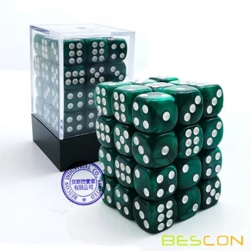 36x D6 Dice Block: Green